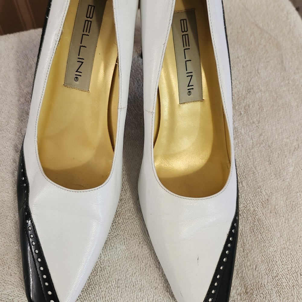 Bellini Women's White and Black Heels